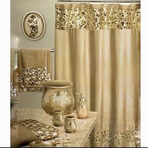 Champagne Gold Sequin Fabric Satin Shower Curtain Todays Living Sparkling Sequin